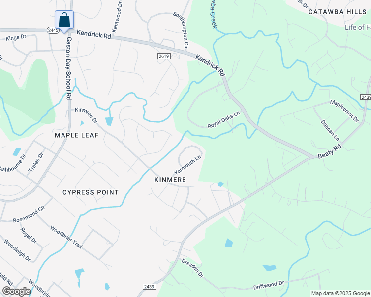 map of restaurants, bars, coffee shops, grocery stores, and more near Sawbridge Lane in Gastonia