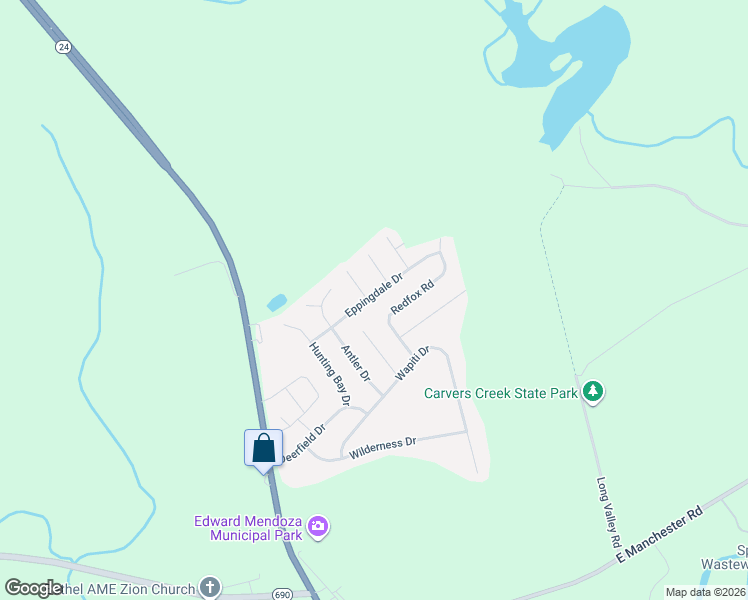 map of restaurants, bars, coffee shops, grocery stores, and more near 218 Eppingdale Drive in Spring Lake