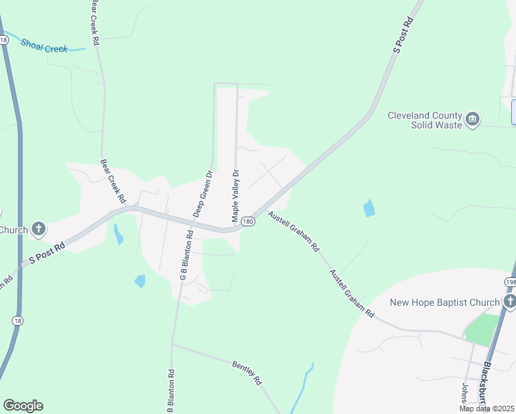 map of restaurants, bars, coffee shops, grocery stores, and more near 2600 South Post Road in Shelby