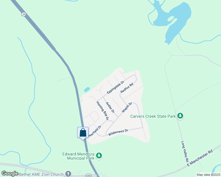 map of restaurants, bars, coffee shops, grocery stores, and more near 215 Eppingdale Drive in Spring Lake