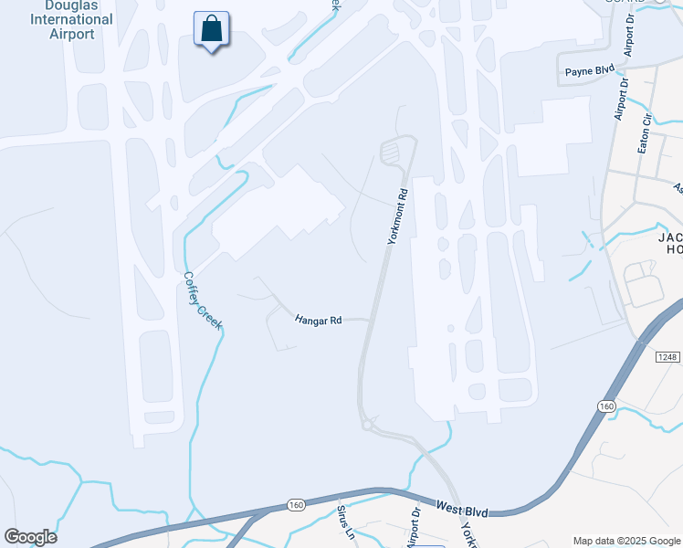 map of restaurants, bars, coffee shops, grocery stores, and more near 4800 Hangar Road in Charlotte