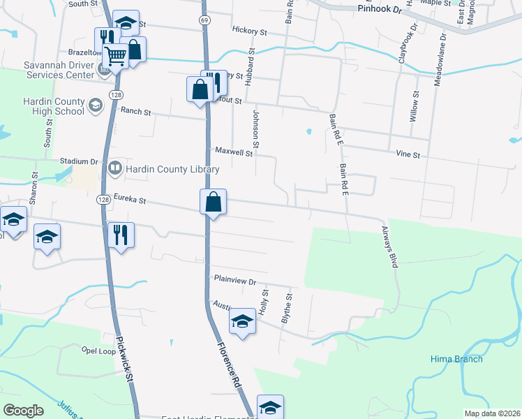 map of restaurants, bars, coffee shops, grocery stores, and more near 1809 Airways Boulevard in Savannah