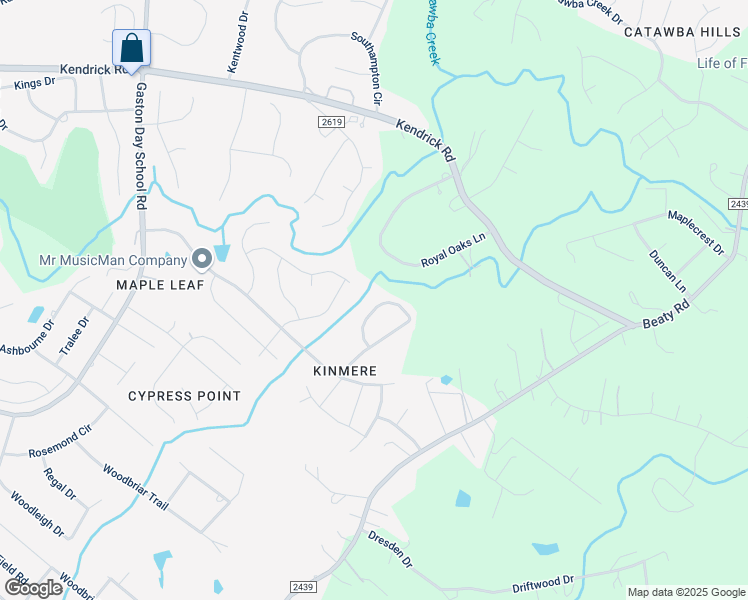 map of restaurants, bars, coffee shops, grocery stores, and more near 2749 Sawbridge Lane in Gastonia
