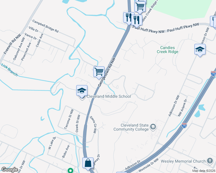 map of restaurants, bars, coffee shops, grocery stores, and more near 1987 Weston Hills Drive Northwest in Cleveland