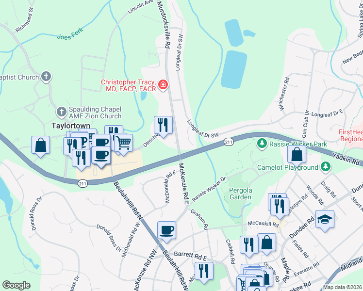 map of restaurants, bars, coffee shops, grocery stores, and more near 4395 Murdocksville Road in West End