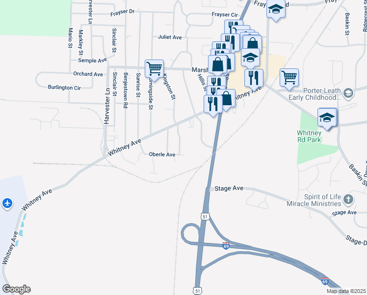 map of restaurants, bars, coffee shops, grocery stores, and more near 2962 Kingston Street in Memphis