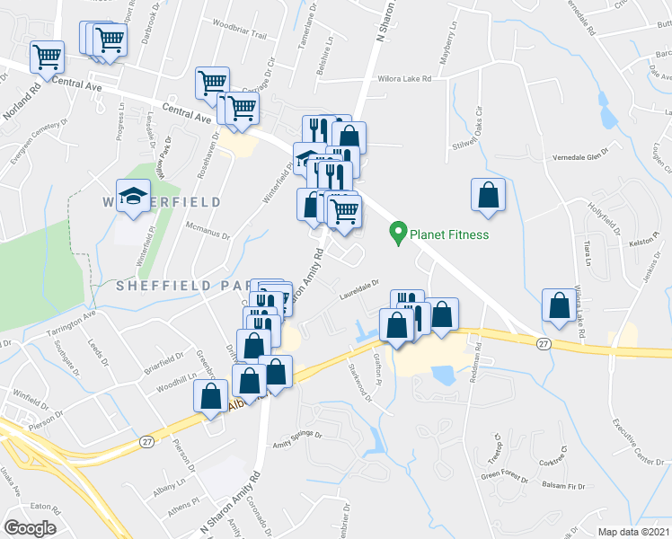 map of restaurants, bars, coffee shops, grocery stores, and more near 3117 Girard Court in Charlotte