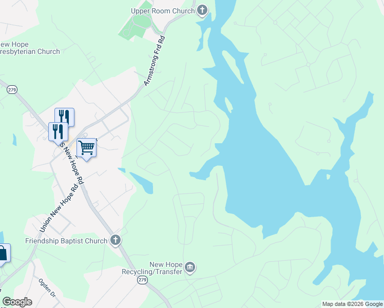 map of restaurants, bars, coffee shops, grocery stores, and more near 255 North Lake Wylie Road in Belmont