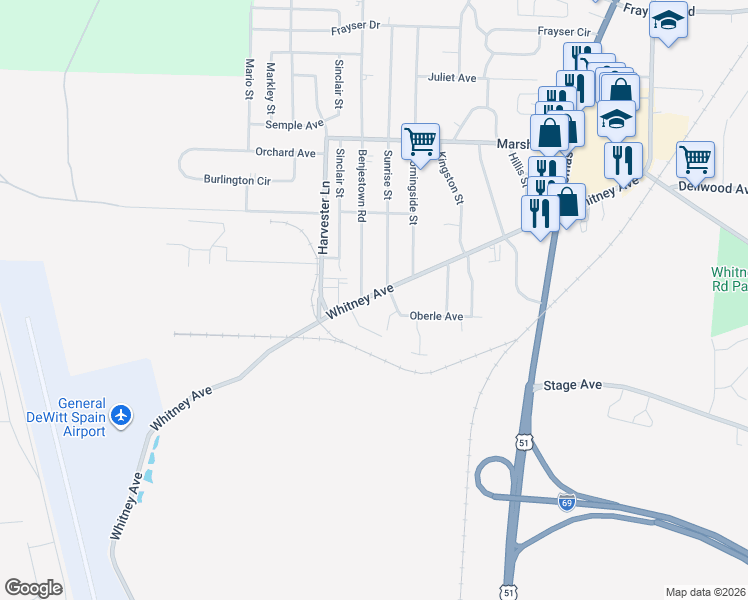 map of restaurants, bars, coffee shops, grocery stores, and more near 699 Whitney Avenue in Memphis