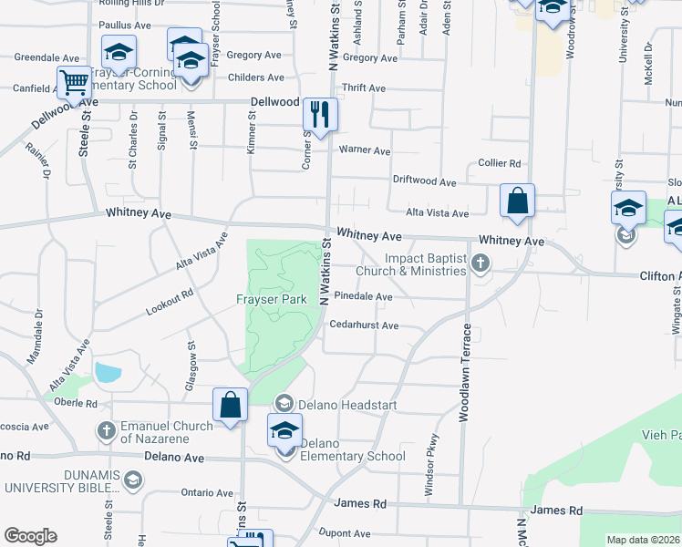 map of restaurants, bars, coffee shops, grocery stores, and more near 1829 Rugby Place in Memphis