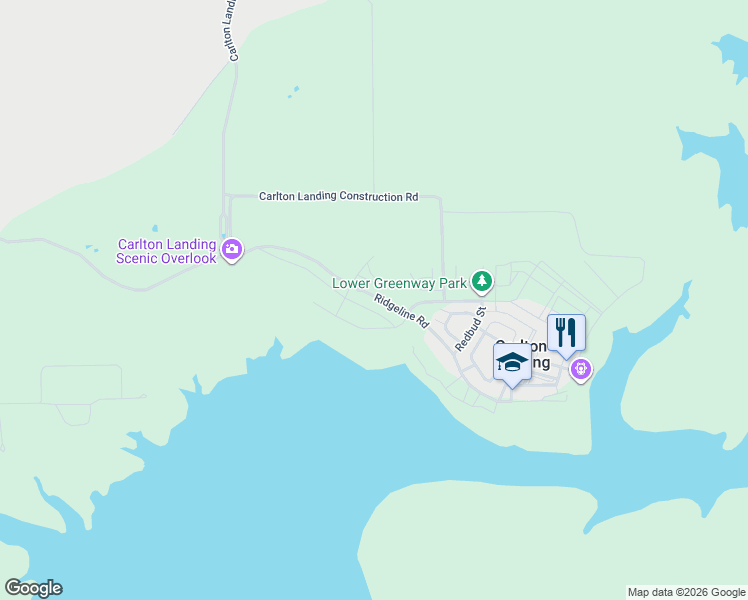 map of restaurants, bars, coffee shops, grocery stores, and more near Carlton Landing Drive in Canadian