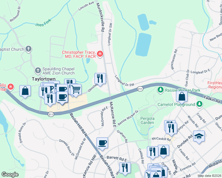 map of restaurants, bars, coffee shops, grocery stores, and more near 4395 Murdocksville Road in West End