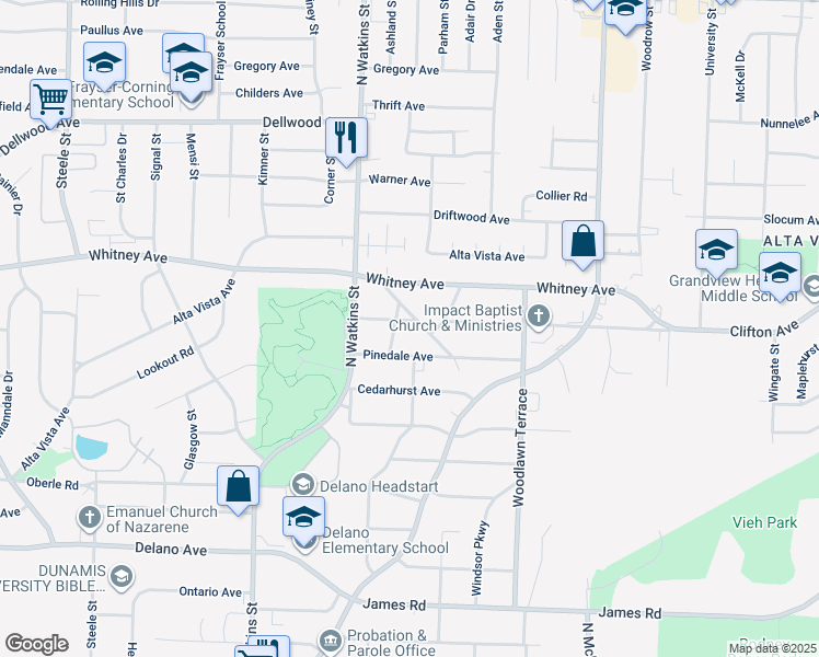 map of restaurants, bars, coffee shops, grocery stores, and more near 1865 Rugby Place in Memphis