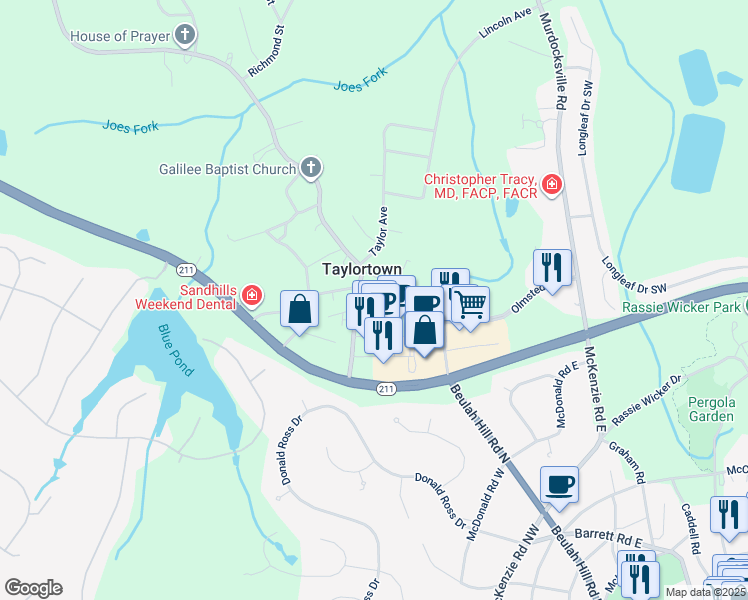 map of restaurants, bars, coffee shops, grocery stores, and more near Mason Street in Taylortown