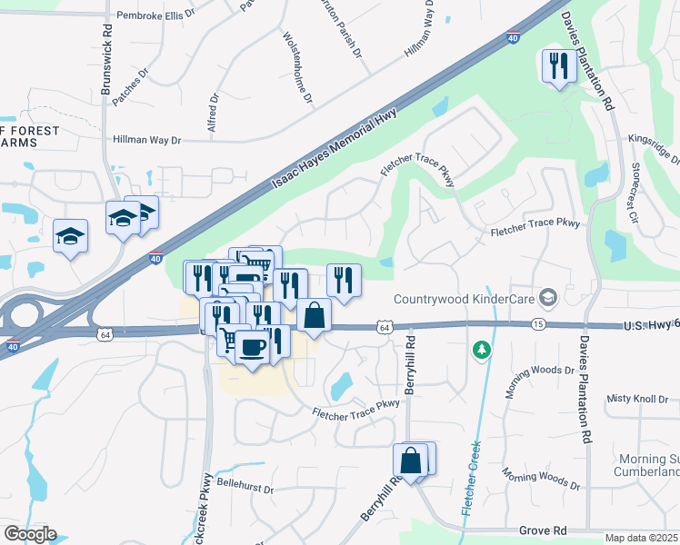 map of restaurants, bars, coffee shops, grocery stores, and more near 9142 Valkrie Lane in Lakeland