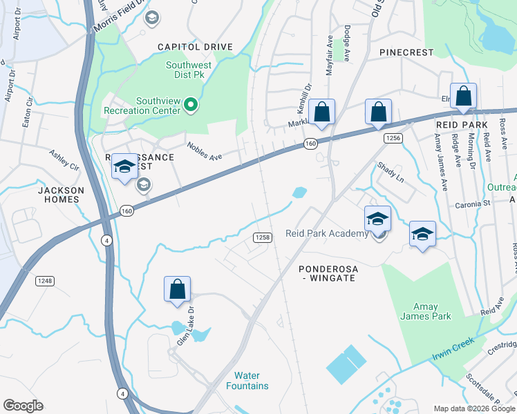 map of restaurants, bars, coffee shops, grocery stores, and more near 2813 New Pineola Road in Charlotte