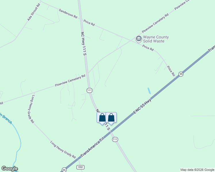 map of restaurants, bars, coffee shops, grocery stores, and more near State Highway 111 in Seven Springs
