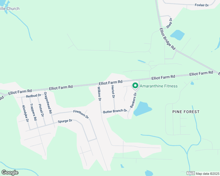 map of restaurants, bars, coffee shops, grocery stores, and more near 7697 Heriot Drive in Fayetteville