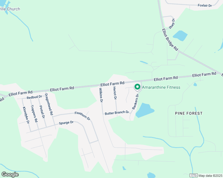 map of restaurants, bars, coffee shops, grocery stores, and more near 7697 Heriot Drive in Fayetteville