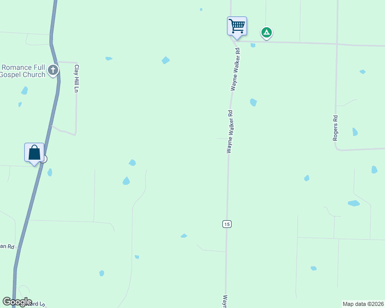 map of restaurants, bars, coffee shops, grocery stores, and more near 300 Wayne Walker Road in Romance