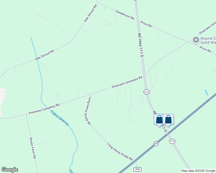 map of restaurants, bars, coffee shops, grocery stores, and more near 2097 Pineview Cemetery Road in Seven Springs