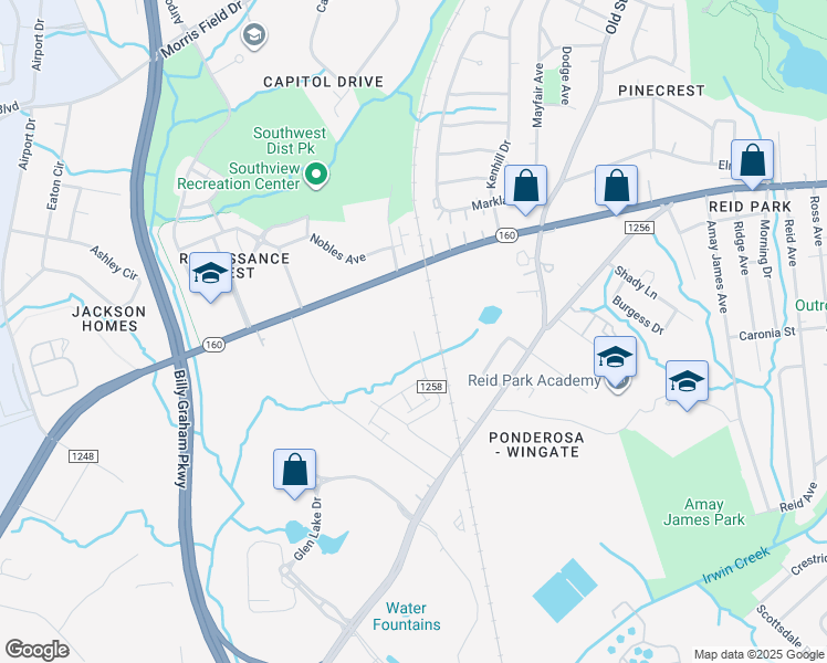 map of restaurants, bars, coffee shops, grocery stores, and more near 2813 New Pineola Road in Charlotte