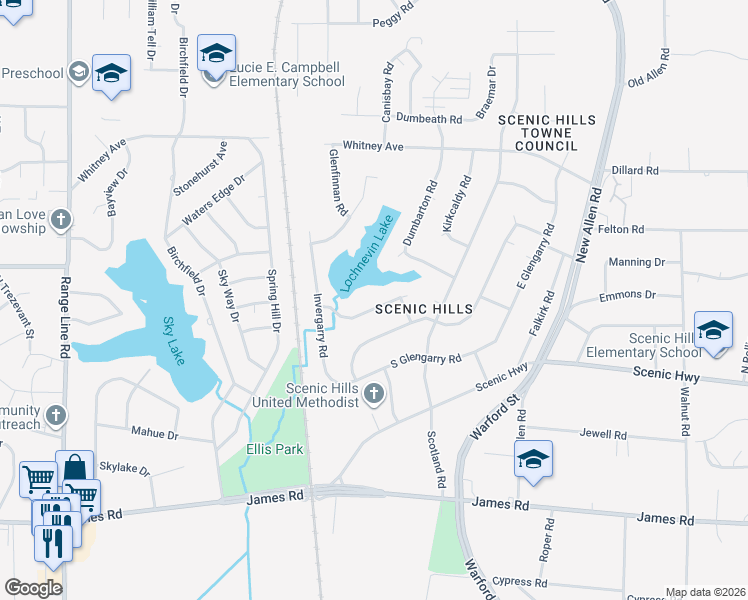 map of restaurants, bars, coffee shops, grocery stores, and more near 3023 Laurencekirk Road in Memphis