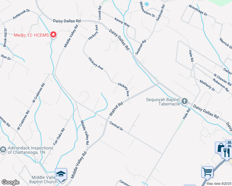 map of restaurants, bars, coffee shops, grocery stores, and more near 1036 Hickory Avenue in Middle Valley