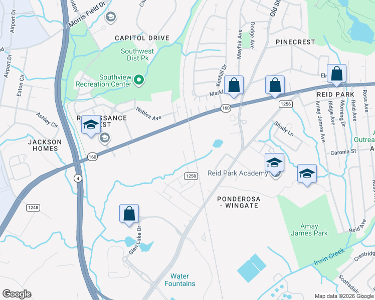 map of restaurants, bars, coffee shops, grocery stores, and more near in Charlotte