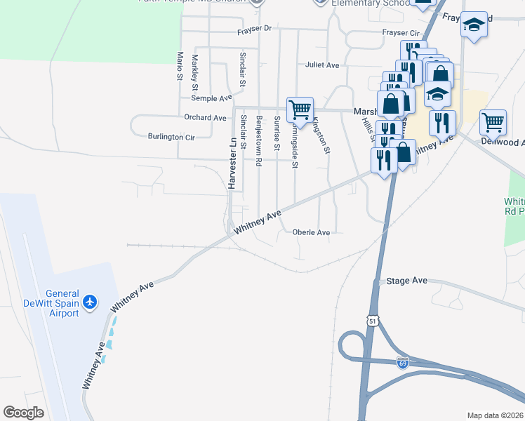 map of restaurants, bars, coffee shops, grocery stores, and more near 699 Whitney Avenue in Memphis