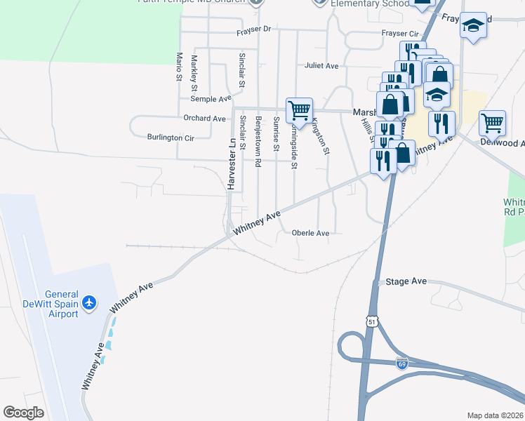 map of restaurants, bars, coffee shops, grocery stores, and more near 699 Whitney Avenue in Memphis