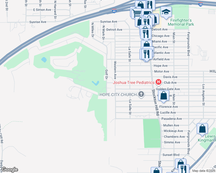 map of restaurants, bars, coffee shops, grocery stores, and more near 1056 Club Court in Kingman
