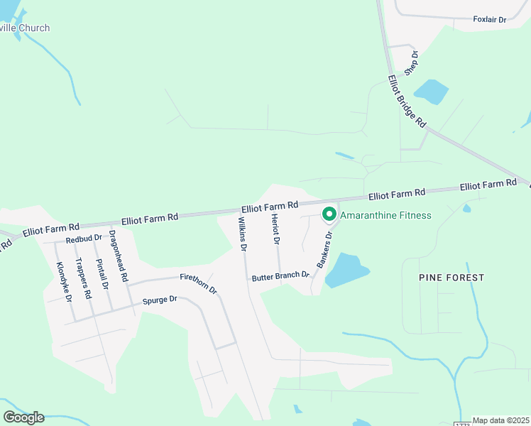 map of restaurants, bars, coffee shops, grocery stores, and more near 7699 Heriot Drive in Fayetteville