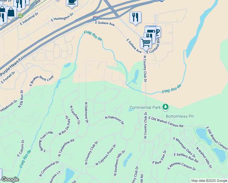 map of restaurants, bars, coffee shops, grocery stores, and more near 3019 North Tam O'Shanter Drive in Flagstaff