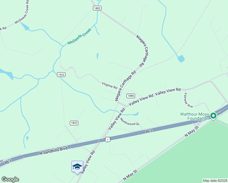 map of restaurants, bars, coffee shops, grocery stores, and more near Niagara Carthage Road in Southern Pines
