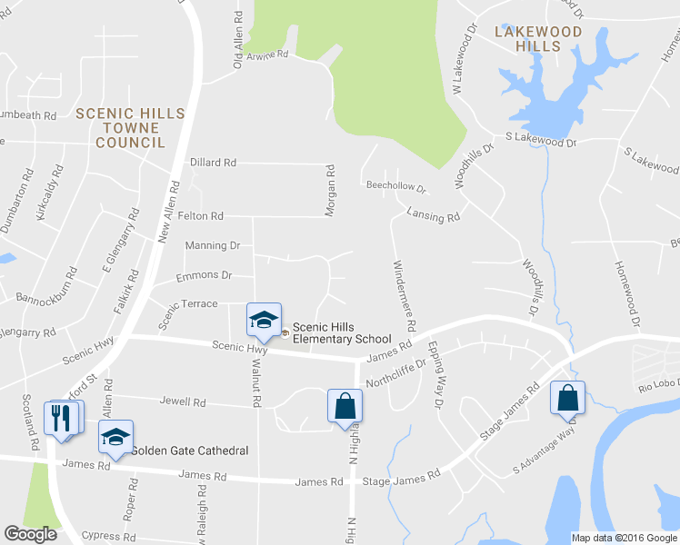 map of restaurants, bars, coffee shops, grocery stores, and more near 2994 North Rolling Woods Drive in Memphis
