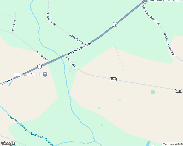 map of restaurants, bars, coffee shops, grocery stores, and more near 284 Rosin Hill Road in Newton Grove