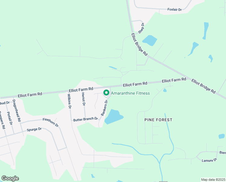 map of restaurants, bars, coffee shops, grocery stores, and more near 7930 Bankers Drive in Fayetteville