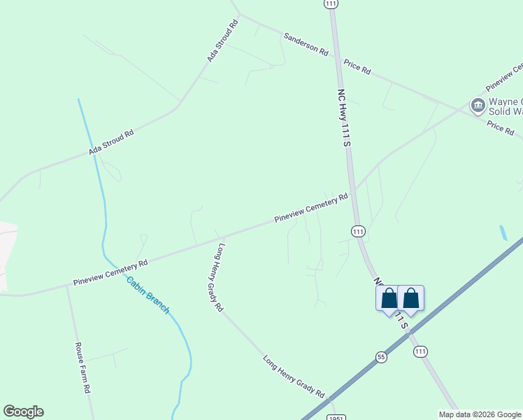 map of restaurants, bars, coffee shops, grocery stores, and more near 2097 Pineview Cemetery Road in Seven Springs