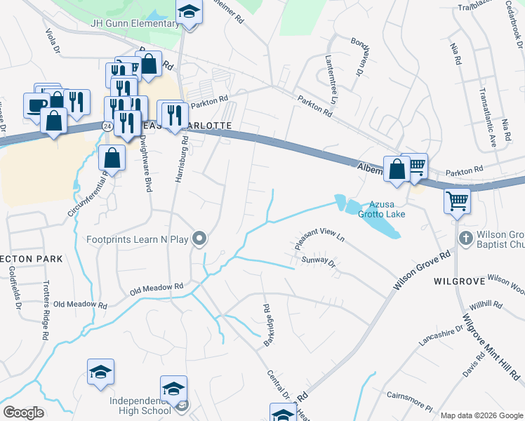 map of restaurants, bars, coffee shops, grocery stores, and more near in Charlotte