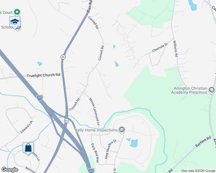 map of restaurants, bars, coffee shops, grocery stores, and more near 10436 Connell Road in Mint Hill