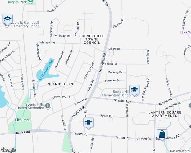map of restaurants, bars, coffee shops, grocery stores, and more near 3017 Falkirk Road in Memphis