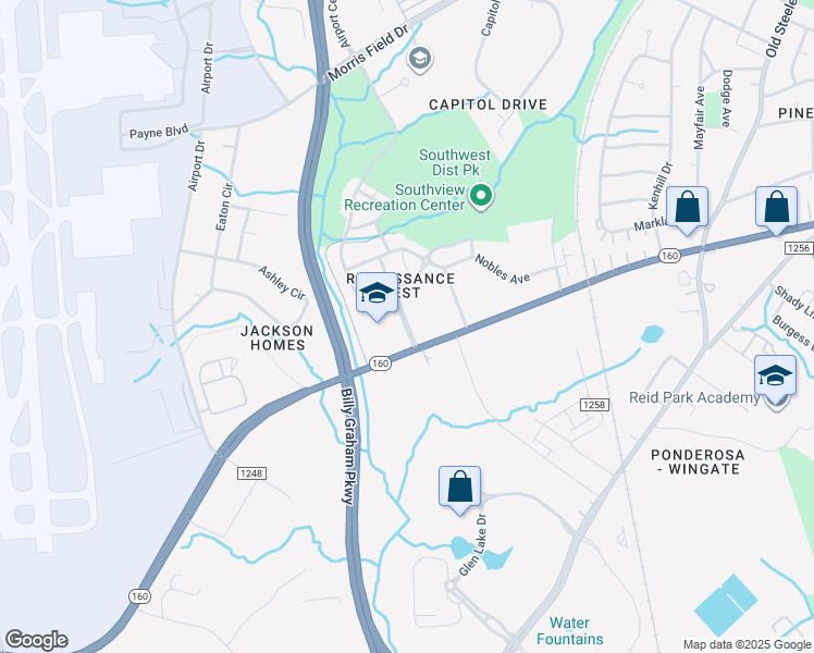 map of restaurants, bars, coffee shops, grocery stores, and more near 1619 Burnette Avenue in Charlotte