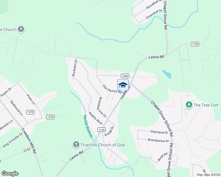 map of restaurants, bars, coffee shops, grocery stores, and more near 1030 Old Church Road in Gastonia