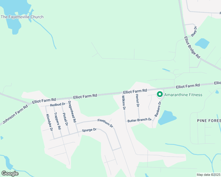 map of restaurants, bars, coffee shops, grocery stores, and more near 832 Elliot Farm Road in Fayetteville