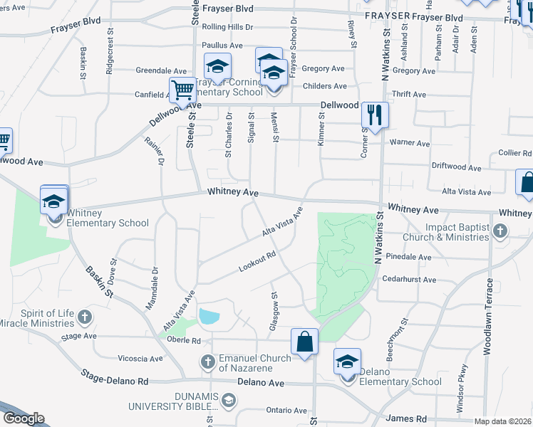 map of restaurants, bars, coffee shops, grocery stores, and more near 3004 Signal Street in Memphis