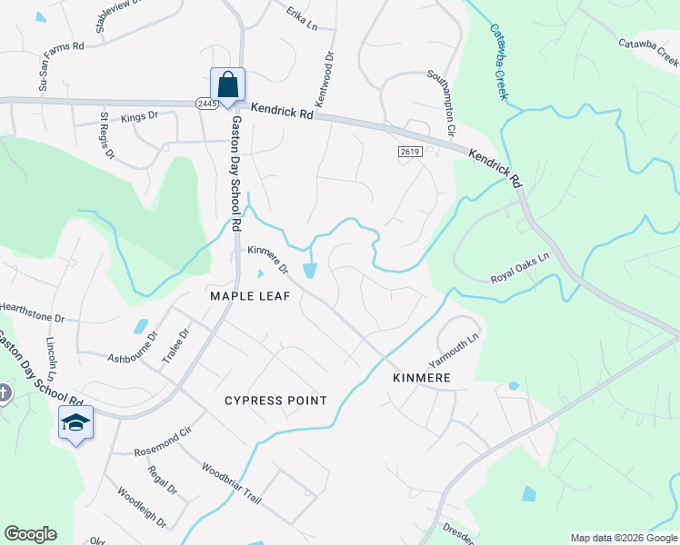 map of restaurants, bars, coffee shops, grocery stores, and more near 3265 Wicklow Lane in Gastonia