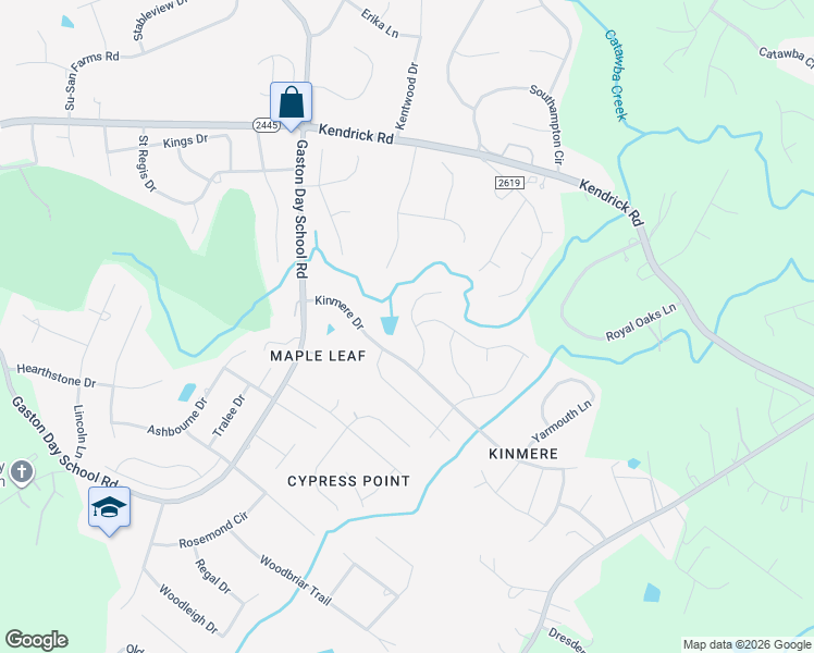 map of restaurants, bars, coffee shops, grocery stores, and more near 3265 Wicklow Lane in Gastonia