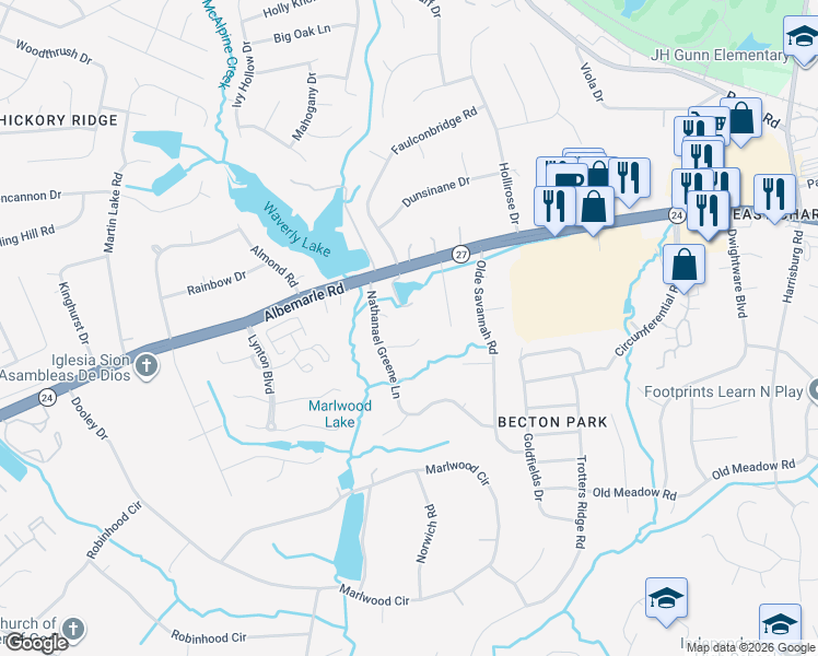 map of restaurants, bars, coffee shops, grocery stores, and more near in Charlotte