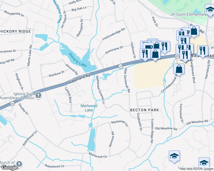 map of restaurants, bars, coffee shops, grocery stores, and more near in Charlotte